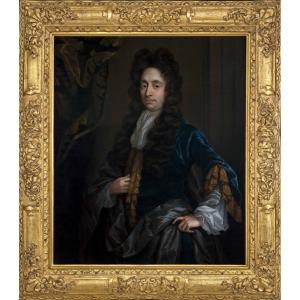 Portrait Of A Gentleman By A Curtain C.1695; Attributed To Constantyn Netscher (c.1668-c.1723)