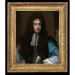 Portrait Of A Gentleman, Sir Henry Hobart, In Blue Coat & Cravat C.1683, By William Wissing
