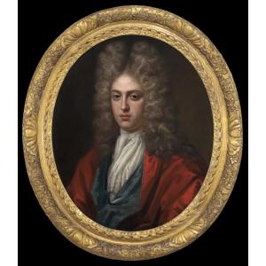 Portrait Of Gentleman In Red Coat & Periwig C.1715-1725; Studio Of Godfrey Kneller, Fine Frame