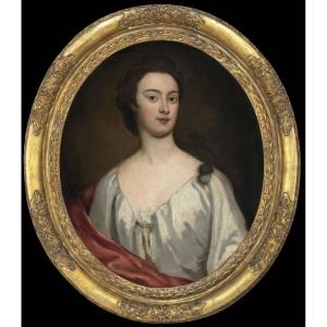 Portrait Painting Of A Young Lady In A White Dress C.1730-1740; Attributed To Davison