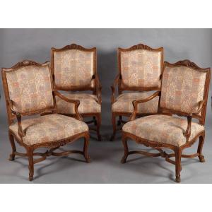 Set Of Eight Régence Style Seats, France, Late 19th Century