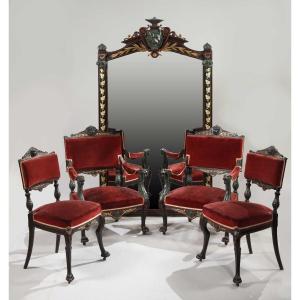Rare Neo-pompeian Salon Set Attr. To J-p Mazaroz, France, Circa 1860