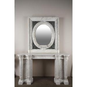 Important Marble Chimneypiece And Overmantel, France, Circa 1880