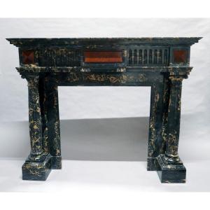 Louis XVI Style Portor Marble Chimney Mantelpiece, France, Circa 1880
