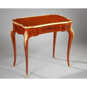 Louis XV Style Wood Marquetry Table Attr. To G. Durand, France, Circa 1880
