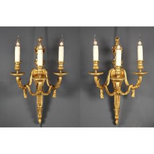 Fine Pair Of Wall-lights With An “antique Brasero”, France, Circa 1880