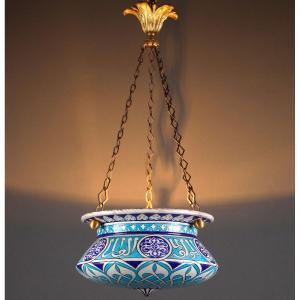 Oriental Style Chandelier, Attributed To E. Lachenal France, Circa 1890