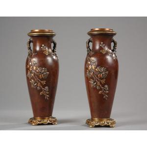 Pair Of Japanese Style Vases Attr. To Susse Frères, France, Circa 1880