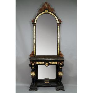 Console With Sphinxes And Its Mirror, Milan - Italy, 19th Century