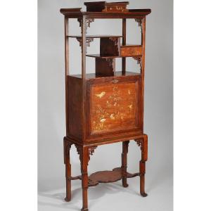  Japanese Style Cabinet-secretary Attr. To Perret And Vibert, France, Circa 1880