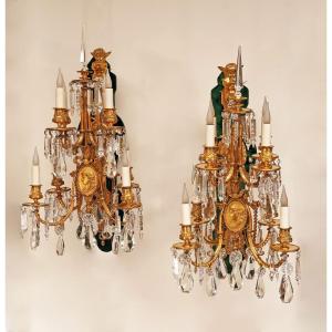 V. Paillard & Baccarat, Pair Of Wall Lights, France, Circa 1870