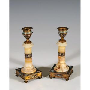 Louchet Frères, Pair Of Oriental Candlesticks, France, Circa 1890