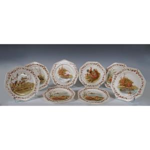 Brown-westhead Moore & Co., "fables Of La Fontaine" Table Service, England, Circa 1890