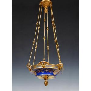 Paris Porcelain, Chandelier With Flowers, France, Circa 1890