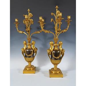 Maison Millet, Pair Of “triton” Candelabras, France, Circa 1870