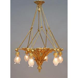 E. Soleau, "poppy" Chandelier, France, Circa 1900