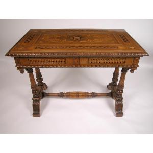 Cortina D’ampezzo, Renaissance Style Center Table, Italy, Circa 1890