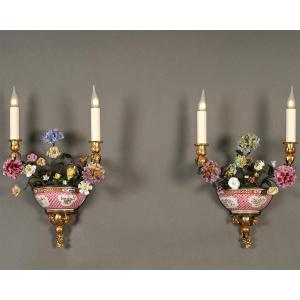 l'Escalier De Cristal, Pair Of "floral" Wall-lights, France, Circa 1890