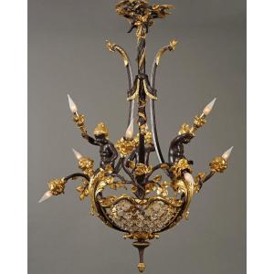 Boin-masson, "cupids" Chandelier, France, Circa 1880