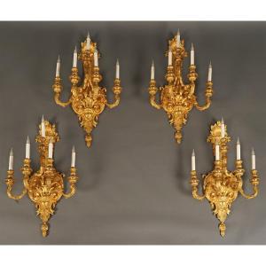 A. Grandpierre, Set Of Four Wall-lights, France, Circa 1890