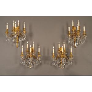 Baccarat, Set Of Four "quiver" Wall-lights, France, Circa 1860