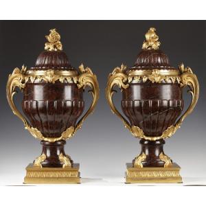Maison Lexcellent, Pair Of Covered Vases, France, Circa 1890