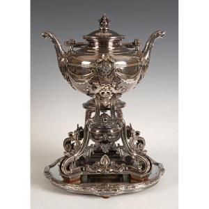J. Mégemond, Samovar And Its Matching Tray, France, Circa 1870