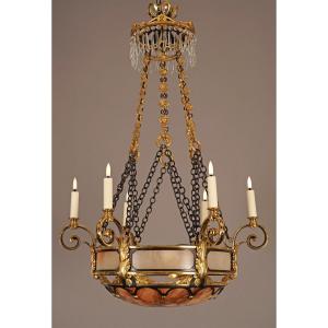 Susse Frères And O. Lelièvre, Chandelier With Vine Tendrils, France, Circa 1900