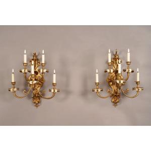 Paire Of Enameled Orientalist Sconces, France, Circa 1890