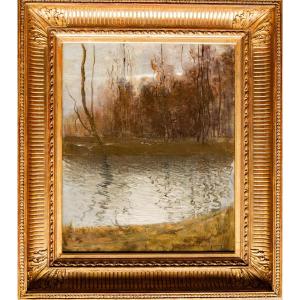 David Girin (lyon, 1848 - Id., 1917) - Twilight On The Pond 