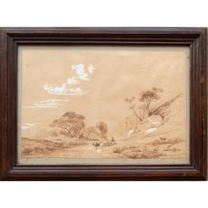 Alexandre Dubuisson (1805 – 1870), Wooded Edge With Cows On The Path