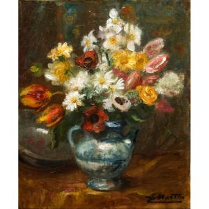Jacques Martin (villeurbanne, 1844 - Lyon, 1919) - Vase Of Flowers On An Entablature