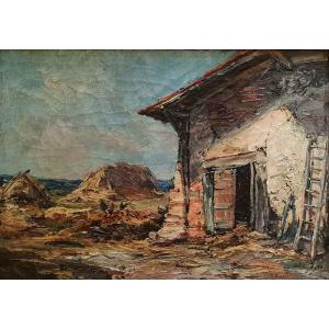 Emile Noirot (roanne, 1853 - Le Bourzat, 1924) - Farm Landscape 