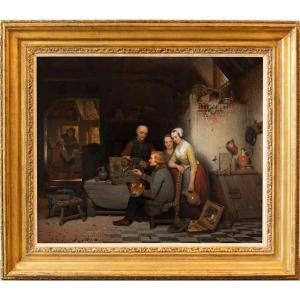 Célestin Marschouw (mechelen 1825 - Antwerp 1902) - The Painter At Work In An Inn