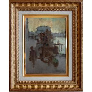 David Eugène Girin (1848-1917), Quayside Scene