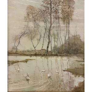 David Eugène Girin (1848-1917), The Swan Pond