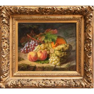 Anthelme Eugène Grobon (1820 - 1878), Still Life With Fruits 