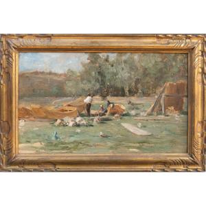 Louis Appian (1862 - 1896), Boatman On The Riverbank