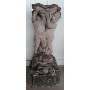 Old Pair Of Cherubins Porte Vasque XVIII
