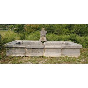 Basin With Fountain Carved Old Stone