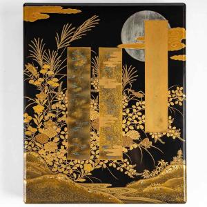 Japanese Writing Case (suzuri Bako) In Gold And Silver Lacquer