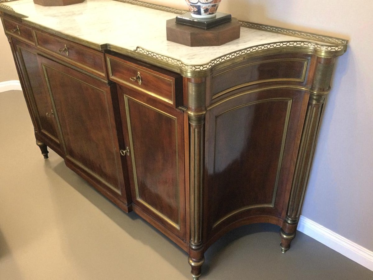 CREDENZA DIRETTORIO SCANTONATA IN MOGANO-photo-3