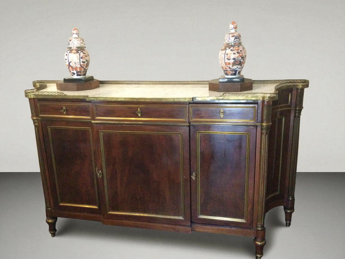 CREDENZA DIRETTORIO SCANTONATA IN MOGANO-photo-3