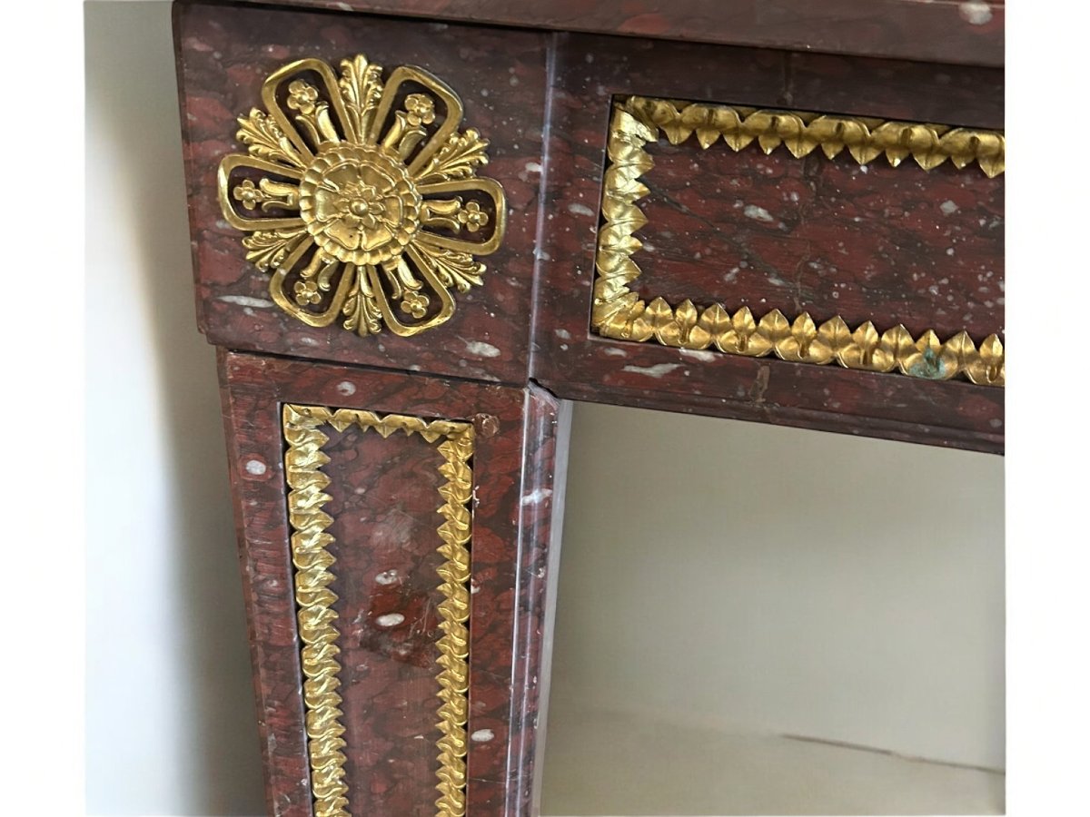 CAMINO IN MARMO GRIOTTE CON GUARNITURE IN BRONZO-photo-4