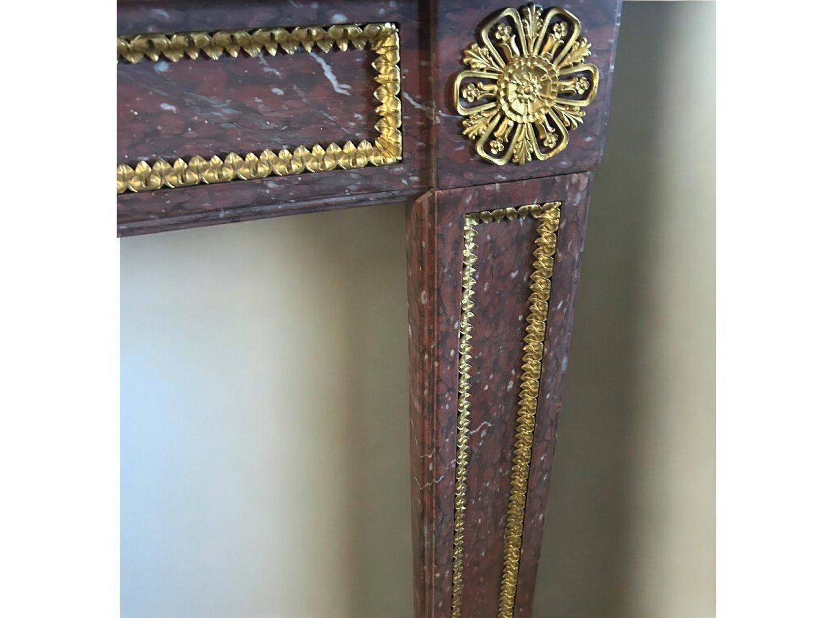 CAMINO IN MARMO GRIOTTE CON GUARNITURE IN BRONZO-photo-5
