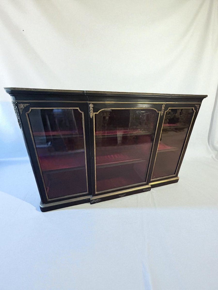 CREDENZA- VETRINA EBANIZZATA CON APPLICAZIONI IN BRONZO -photo-1
