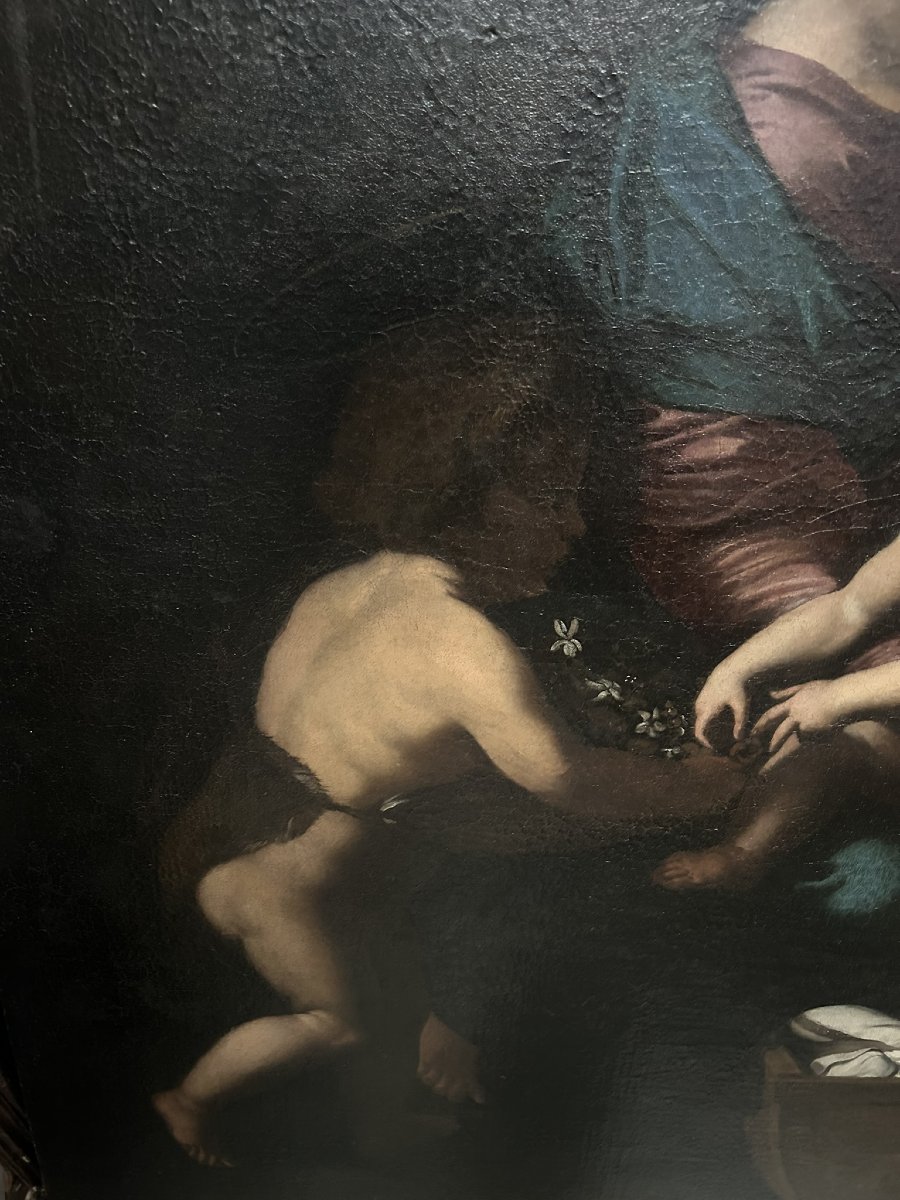 DIPINTO RAFFIGURANTE MADONNA CON BAMBINO SAN GIOVANNINO E SANTA ELISABETTA-photo-4