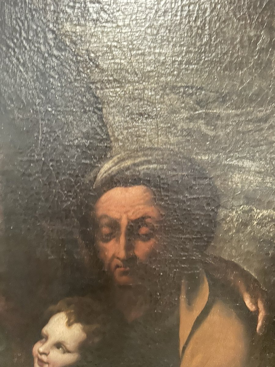 DIPINTO RAFFIGURANTE MADONNA CON BAMBINO SAN GIOVANNINO E SANTA ELISABETTA-photo-3