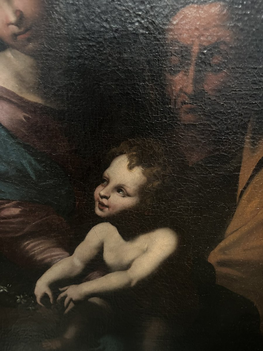 DIPINTO RAFFIGURANTE MADONNA CON BAMBINO SAN GIOVANNINO E SANTA ELISABETTA-photo-4