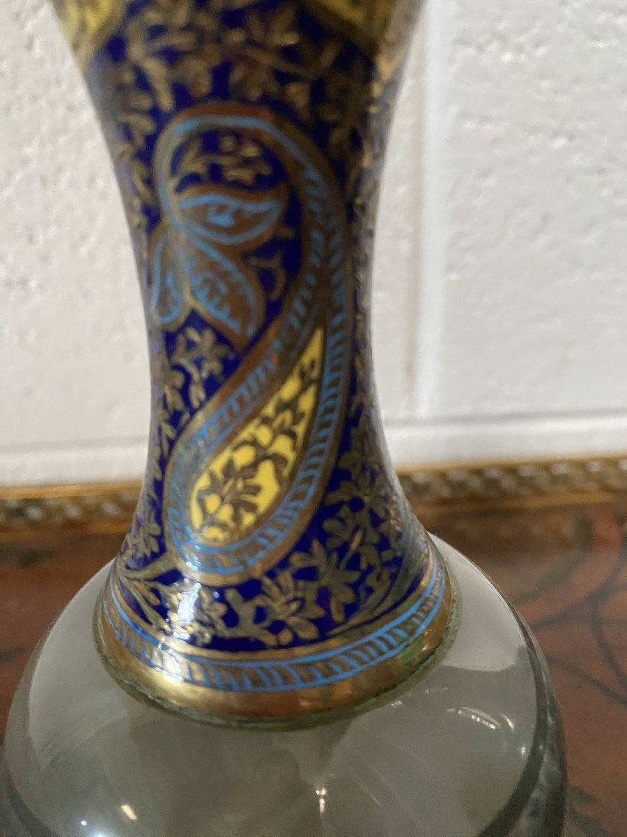 COPPIA DI PICCOLI VASI ONICE E SMALTO CLOISONNÉ-photo-3